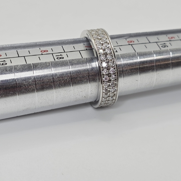 This is a 2 Row Moissanite Diamonds Band . S925 Silver. vvs1 D. size 7 - Picture 3 of 11
